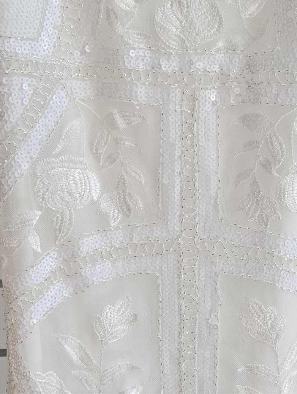 Lulu's White Beaded Spaghetti-Strap Midi Dress Glam Embellished Vacation Wedding - Picture 5 of 5